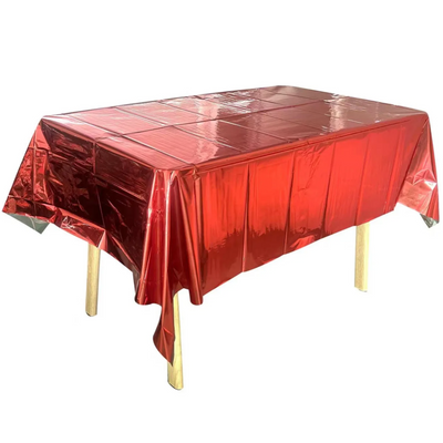 Metallic Red Plastic Table Cover 1.37m x 2.74m