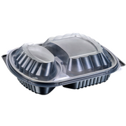 Black Microwavable Food Containers & Lids (1, 2 & 3 Compartment)