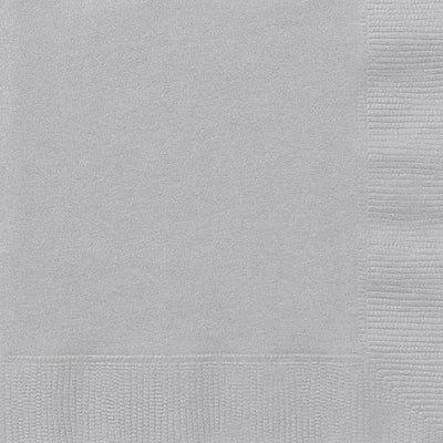 Silver Square Paper Napkins 33cm (20 Pack)