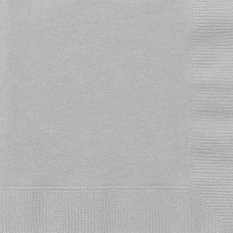 Silver Square Paper Napkins 33cm (20 Pack)