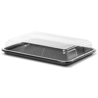 Black Serving Platters With Clear Lids 4 Sizes Available