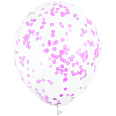 Hot Pink Confetti Balloons 12" Latex (6 Pack)