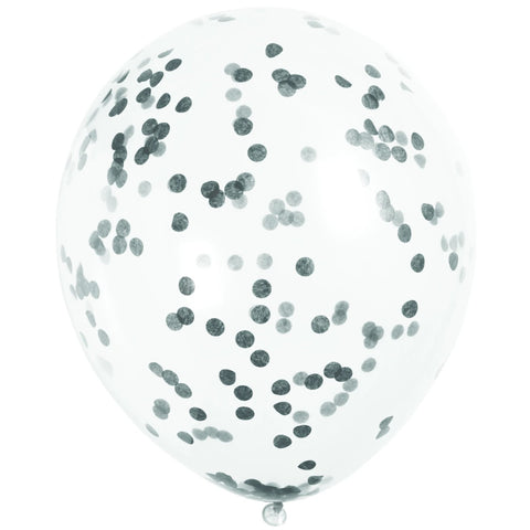 Black Confetti Balloons 12" Latex (6 Pack)