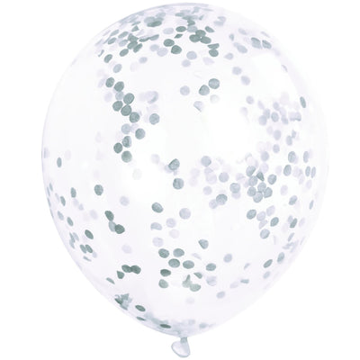 Silver Confetti Balloons 12" Latex (6 Pack)