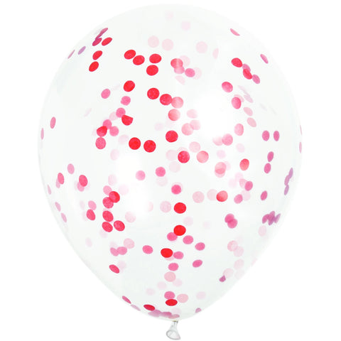 Red Confetti Balloons 12" Latex (6 Pack)