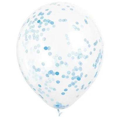 Baby Blue Confetti Balloons 12" Latex (6 Pack)