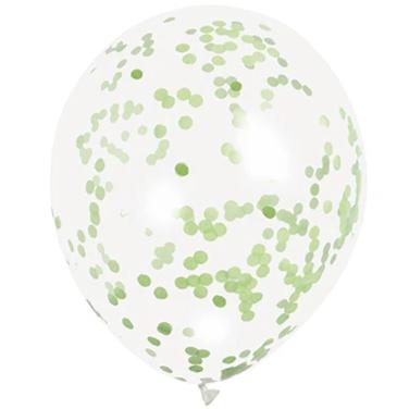 Lime Green Confetti Balloons 12" Latex (6 Pack)