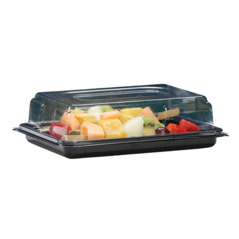 Black Serving Platters With Clear Lids - 4 Sizes Available