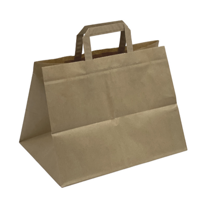 Brown Patisserie Paper Bags Flat Handle (25 Pack) - 2 Sizes Available