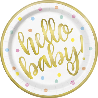 Hello Baby Paper Plates 23cm (8 Pack)