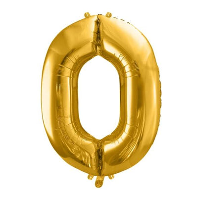 Gold Foil Number 0 Balloon 34"