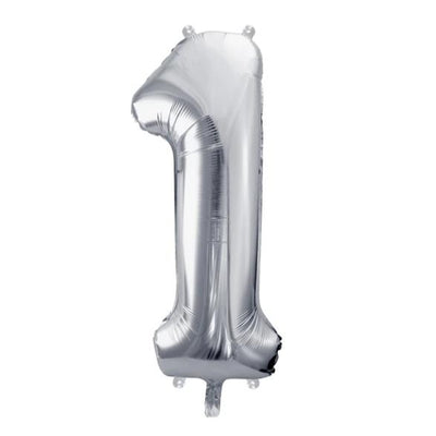 Silver Foil Number 1 Balloon 34"