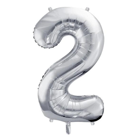 Silver Foil Number 2 Balloon 34"