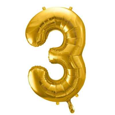 Gold Foil Number 3 Balloon 34"