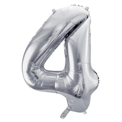 Silver Foil Number 4 Balloon 34"