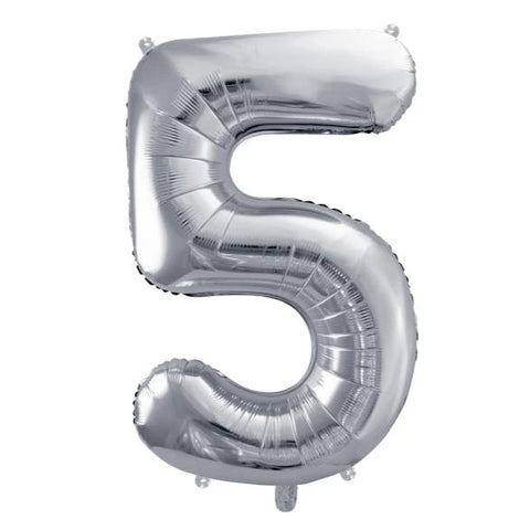 Silver Foil Number 5 Balloon 34"