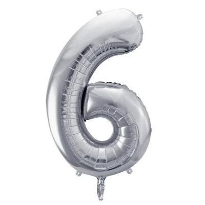 Silver Foil Number 6 Balloon 34"