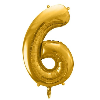 Gold Foil Number 6 Balloon 34"