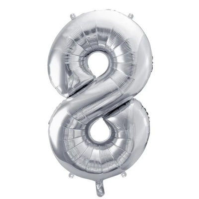Silver Foil Number 8 Balloon 34"