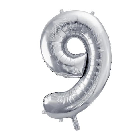 Silver Foil Number 9 Balloon 34"