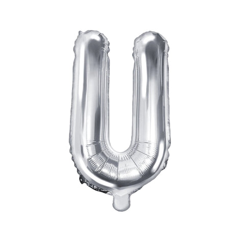 Silver Foil Letter U Balloon 14"
