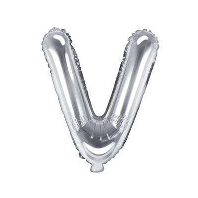 Silver Foil Letter V Balloon 14"