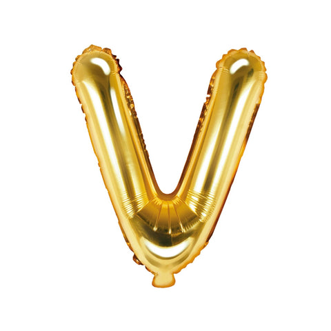 Gold Foil Letter V Balloon 14"