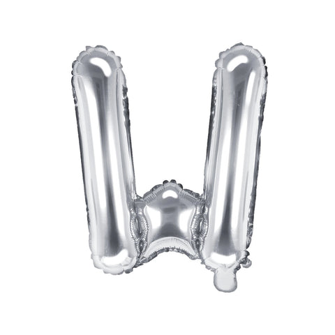 Silver Foil Letter W Balloon 14"