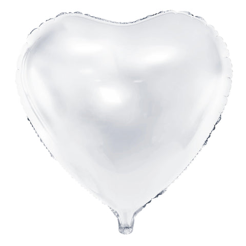 White Foil Heart Balloon 18"