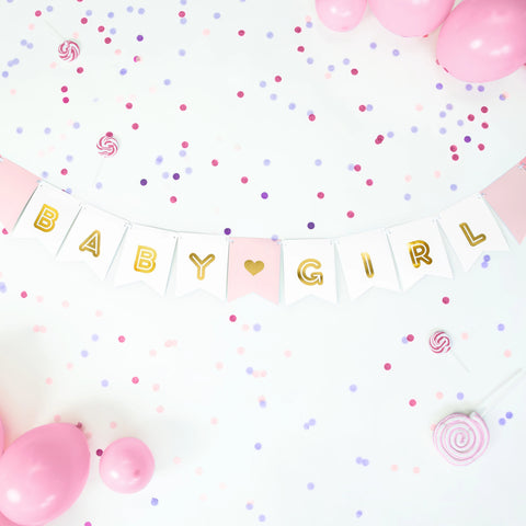 Pink & Gold Baby Girl Banner
