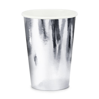 Metallic Silver Paper Cups 220ml (6 Pack)