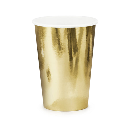 Metallic Gold Paper Cups 220ml (6 Pack)