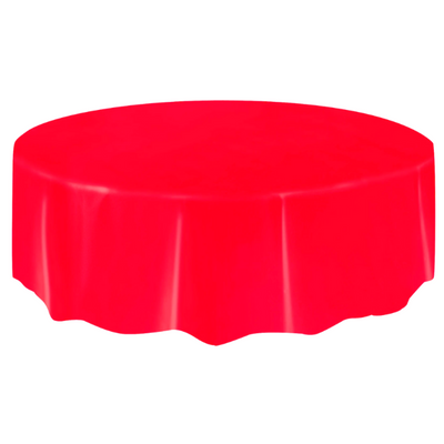 Red Round Plastic Table Cover 2.1m
