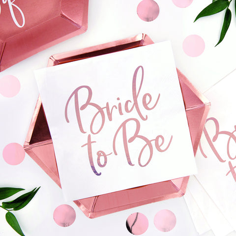 Rose Gold Bride to Be Square Paper Napkins 33cm (20 Pack)