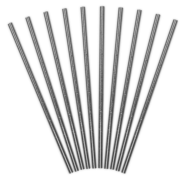 Metallic Silver Paper Straws (10 Pack)