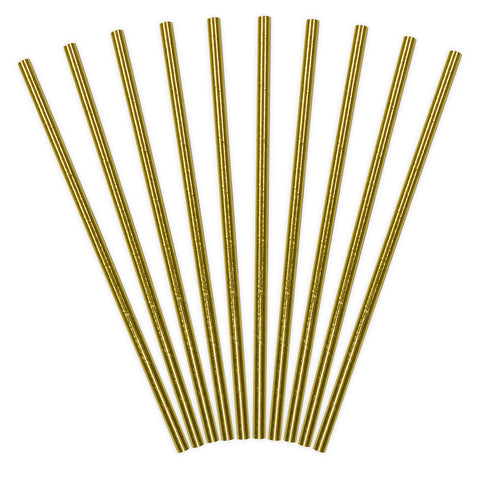 Metallic Gold Paper Straws (10 Pack)