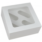 White Cupcake Boxes With Window (Holds 4, 6 & 12)