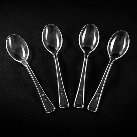 250 x Clear Mini Plastic Spoons