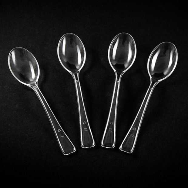 50 x Clear Mini Plastic Spoons