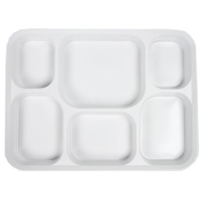 White Plastic Plates 6 Compartment (25 Pack)