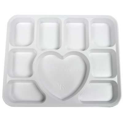 White Plastic Plates 9 Compartment Heart (25 Pack)