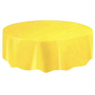 Yellow Round Plastic Table Cover 2.1m