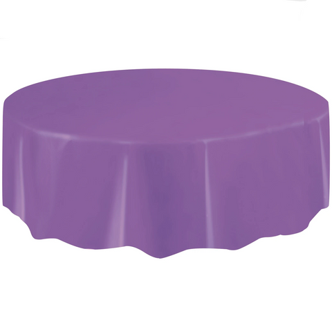 Purple Round Plastic Table Cover 2.1m