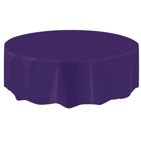 Deep Purple Round Plastic Table Cover 2.1m