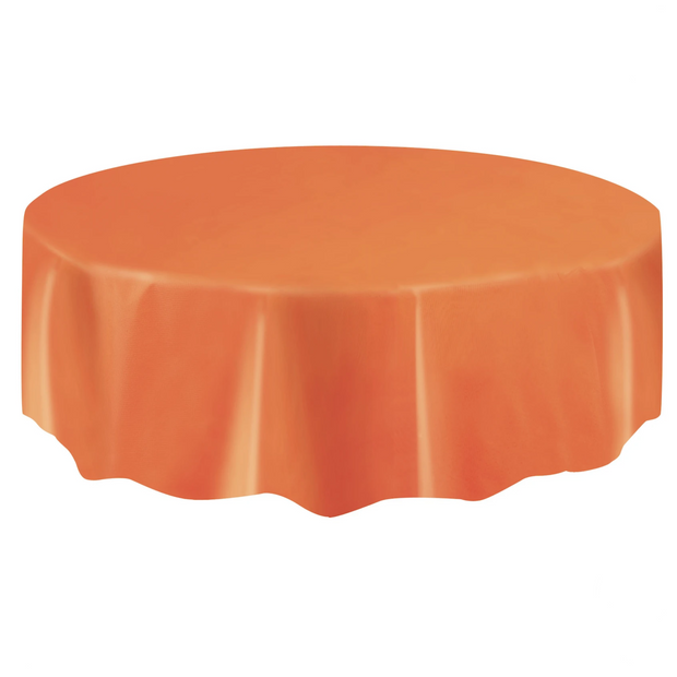 Orange Round Plastic Table Cover 2.1m