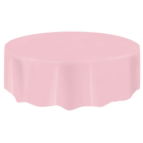 Baby Pink Round Plastic Table Cover 2.1m