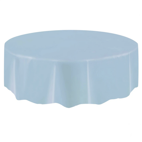 Baby Blue Round Plastic Table Cover 2.1m