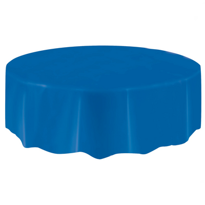 Royal Blue Round Plastic Table Cover 2.1m