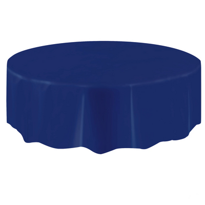 Navy Blue Round Plastic Table Cover 2.1m