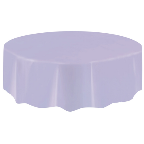 Lavender Round Plastic Table Cover 2.1m